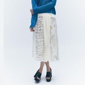 ZARA patchwork midi skirt ZW collection SEQUINS GRAPHICS Women’s Small 2743/175